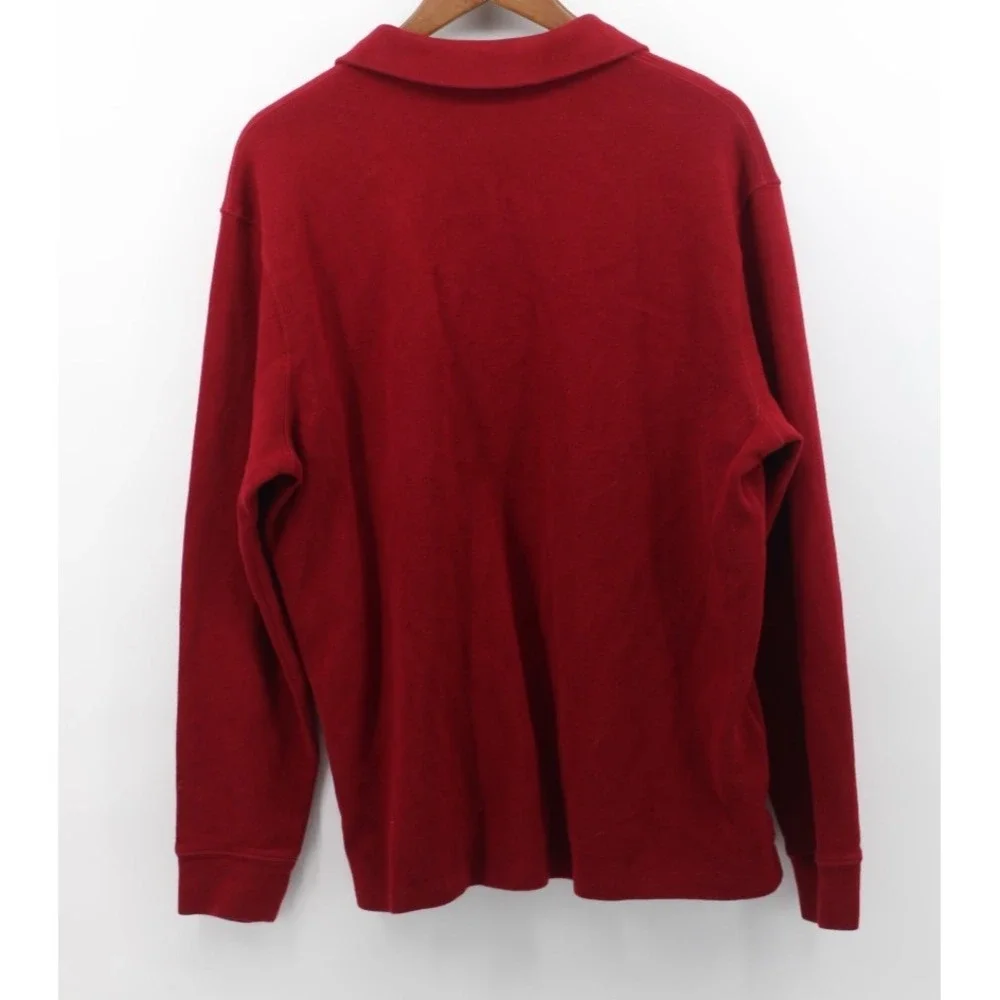 Polo Ralph Lauren Red Quarter-Zip Sweater Large Ribbed Flaw